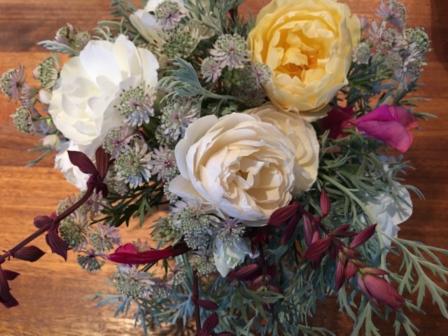 Graham Thomas Rose and Lichfield Angel and Iceberg cut flowers