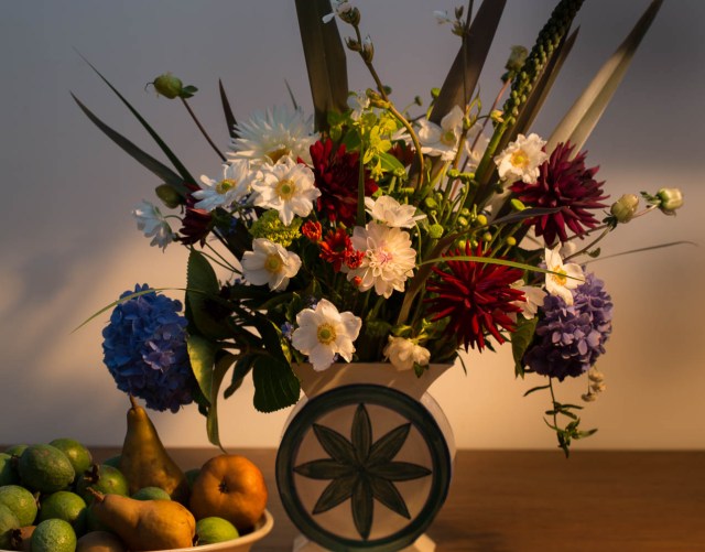 cut flowers and fruit