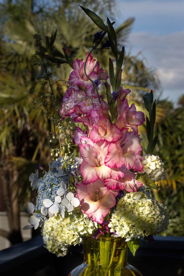 gladioli in big vase